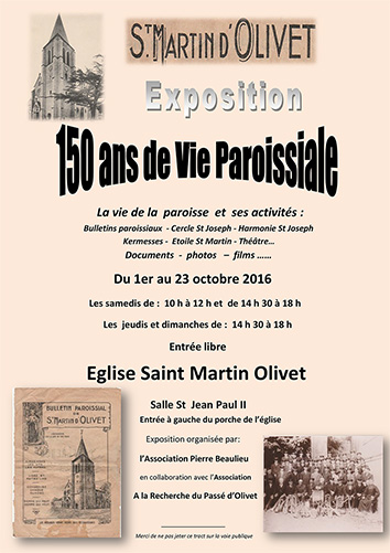 SAINT MARTIN D’OLIVET               EXPOSITION 1er OCTOBRE AU 23 OCTOBRE 2016